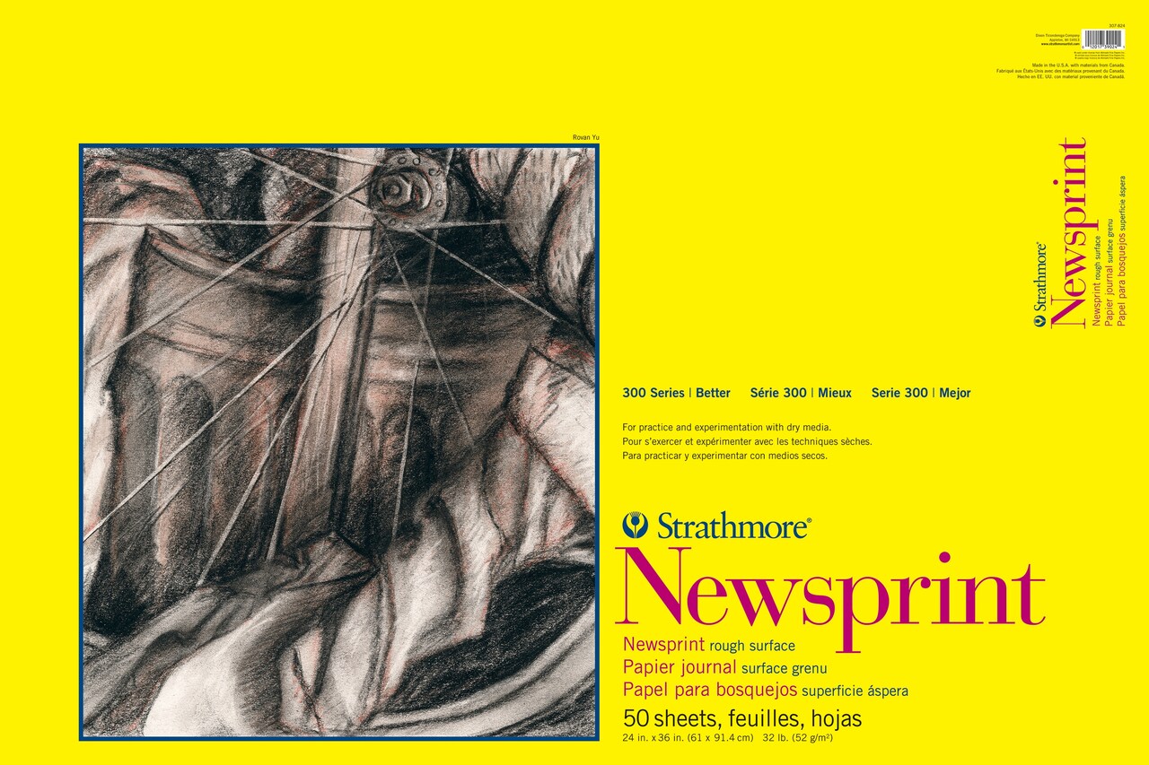 Strathmore 300 Series Newsprint Pad 24"X36"-50 Sheets, Tape Bound